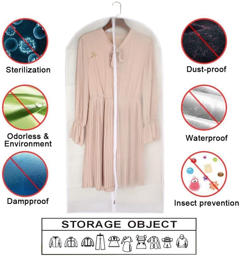 Garment Bags for Hanging Clothes 24'' x 40'' Suit Hanging Garment Bags White Breathable Suit Covers for Closet Full Zipper Dust Cover for Suits Dance Clothes Closet Pack of 6