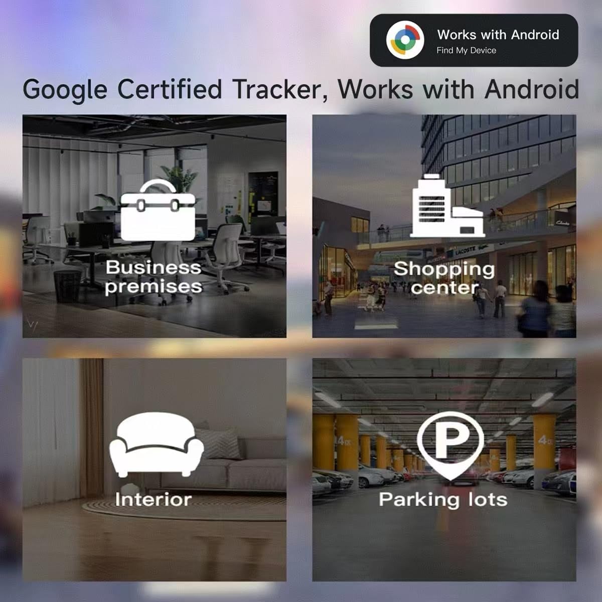 Android Smart Item Tracker Locator - SEVEN SWAN Bluetooth for Google Finder Card with Wireless Charging & 3-Month Battery for Credit Cards Black