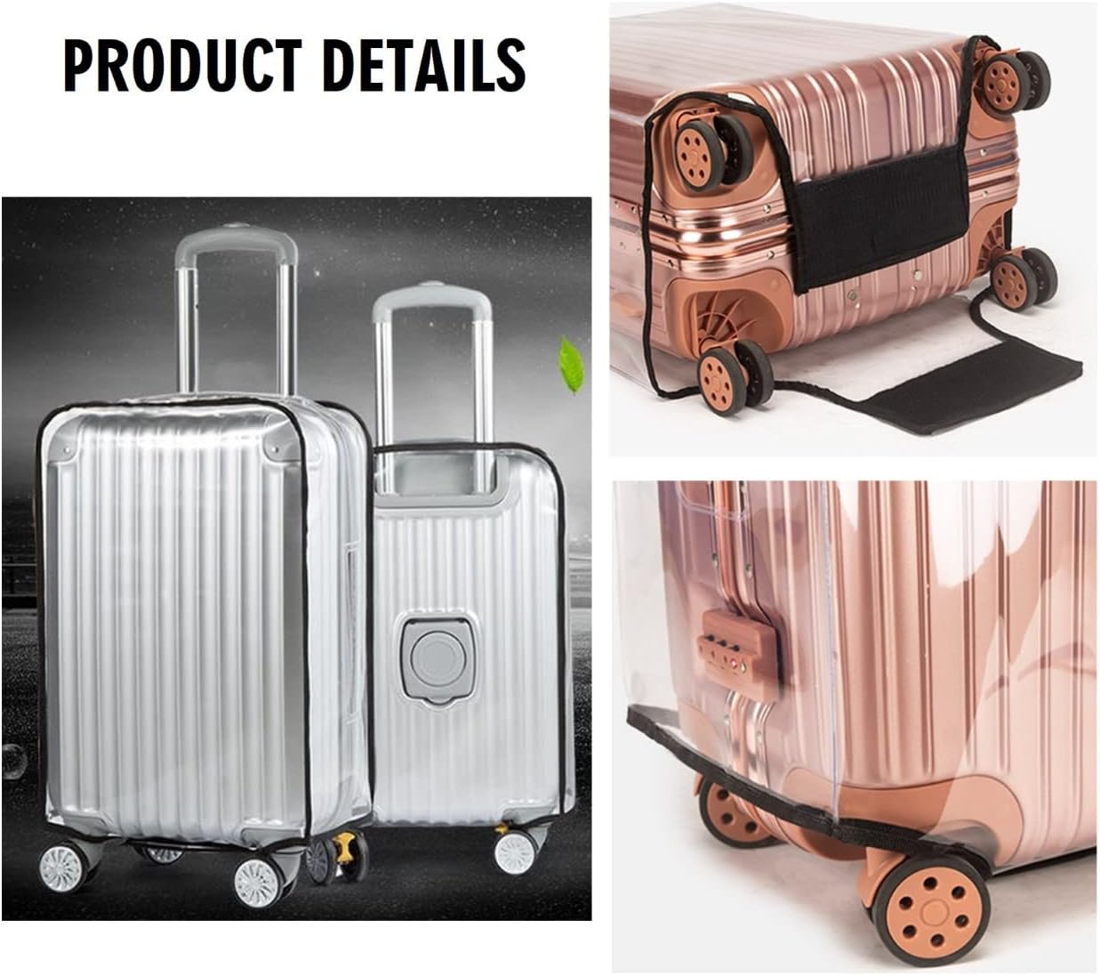 2pcs Clear PVC Suitcase Covers Protectors Transparent Luggage Cover Waterproof Wheeled Suitcase Dust Cover Dustproof Travel Luggage Sleeve Protector 20"+24"(2PCS)