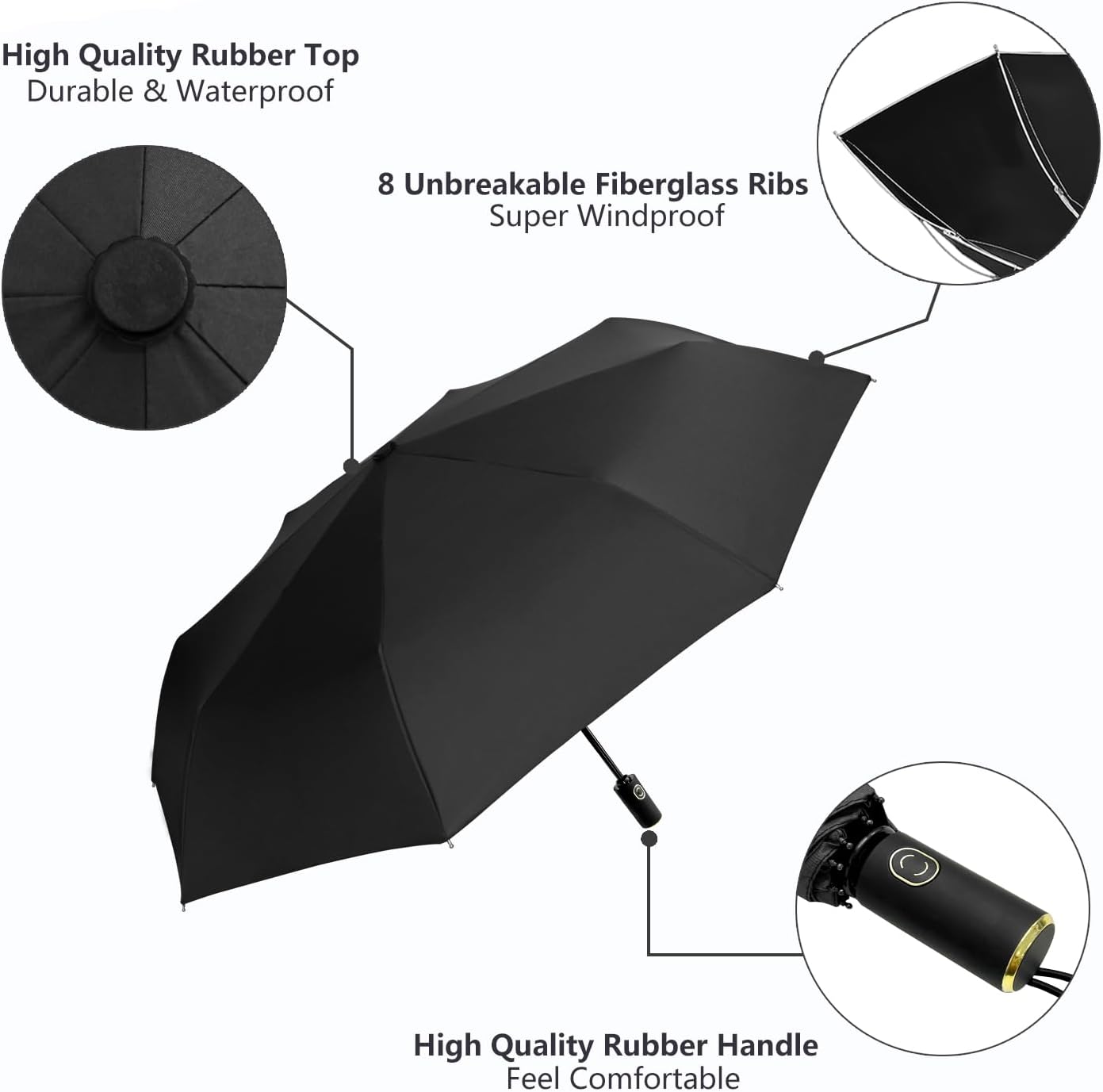 Cuby UV Sun Umbrella Compact Folding Umbrella lightweight Portable Manual Travel Umbrella for Rainproof & 99% UV Protection with Black Anti-UV Coating