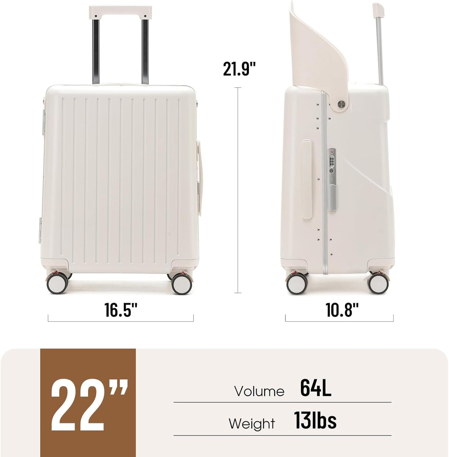 22'' Hardside Ride-On Suitcase with Seat for Kids & Adults – Travel Luggage with 360° Spinner Wheels, Lockable TSA Lock & Seat Belts, Foldable Stool for Airport Waiting