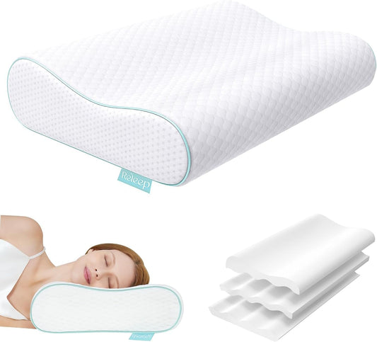 Ergonomic Memory Foam Pillow - Orthopedic Cervical Support Pillow for Neck & Shoulder Pain Relief, Adjustable Contour Pillow for All Sleeping Positions，King Size