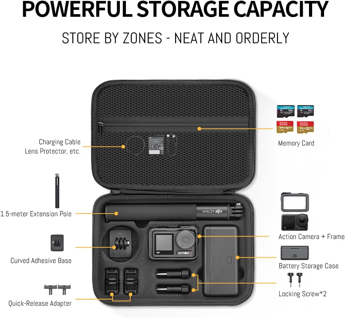 Osmo Action 5 Pro Carrying Storage Case for DJI Osmo Action 5 Pro/Action 4 3, Surface Waterproof Travel Portable Hard Bag Compatible With DJI Osmo Action 5 Pro/4/3 Adventure Combo Outdoor Travel kit