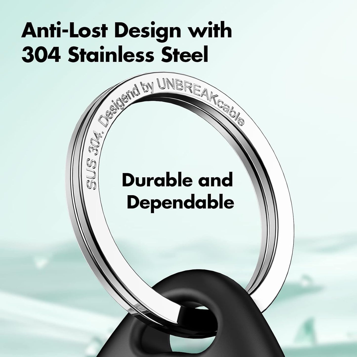 UNBREAKcable 360° Protective Case for AirTag, [2-Pack] AirTags Keyring Holder, Scratch-Resistant, Lock Design, Keychain for AirTag, TPU Full Cover Case for Key, Bag, Luggage, Pet Collar (Black&Green)