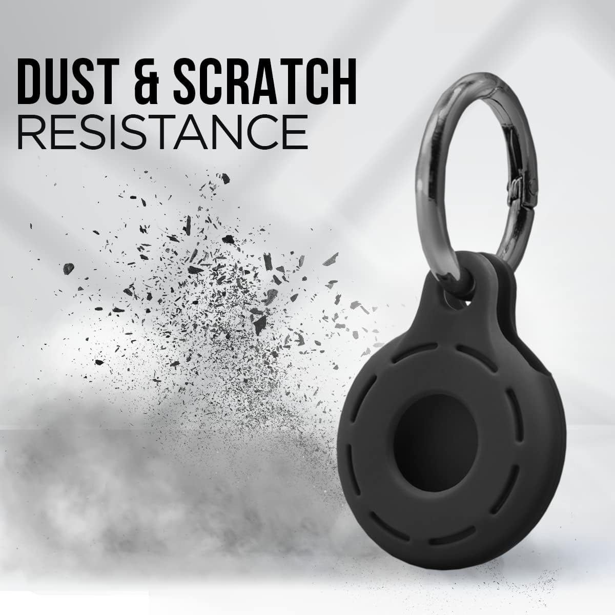 Apple AirTag 4 Pack Shockproof, Dustproof & Washable Cases, Silicon Holders with Accessories for Wallets, Luggage, Pet Collars, Key Finders (Black - White)