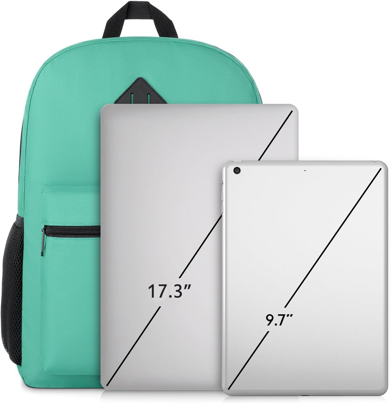 17 Inch School Backpack for Teens,Green Bookbag Classic Backpack with USB Port for High School College Students