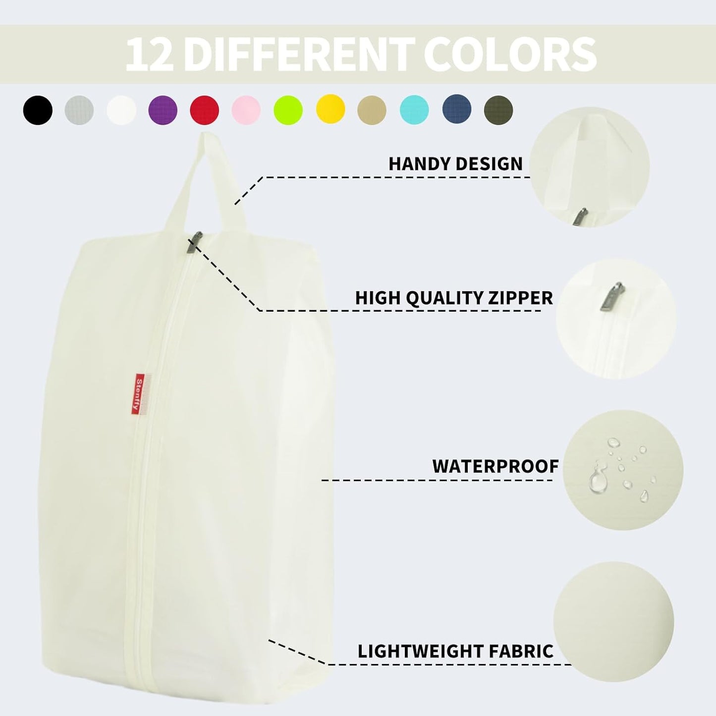 6pcs Portable Shoe Organizer, Travel Pouches with Zipper, Golf Shoe Bags, Clothes Bags, Soccer Cleats Bag Shoe Pouch for Gym, Waterproof, Odor-Resistant (White)