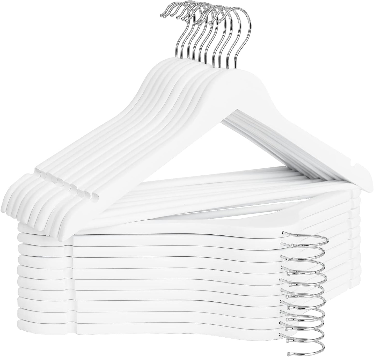 StorageWorks White Wooden Hangers, 20 Pack Wood Hanger for Closet, Coat Hangers for Coats, Shirts, Pants, Bridesmaid Suits, Wedding Dress