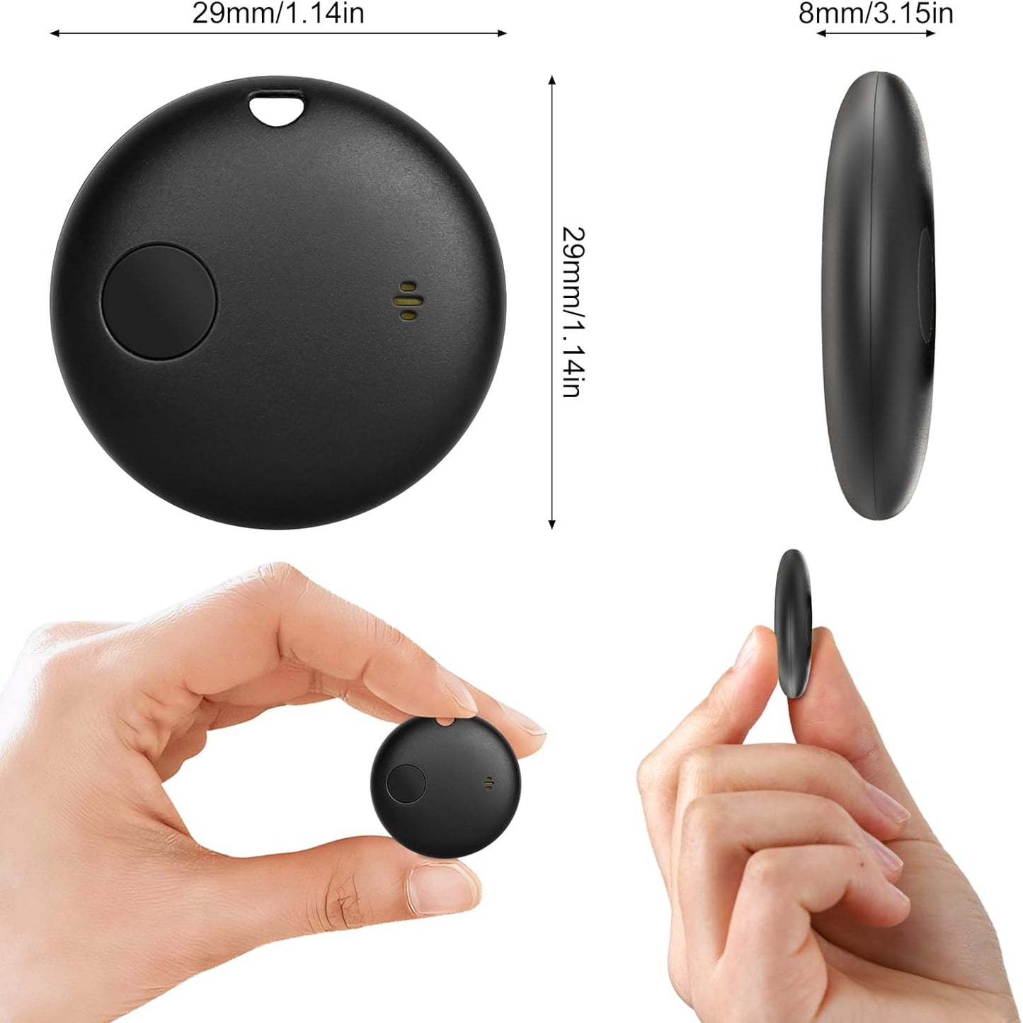 Geevon Smart Tag-2 Pack Bluetooth Tracker Work with Apple Find My (iOS Only).Item Finder for Keys, Wallet,Backpack, Luggage (2P Black)