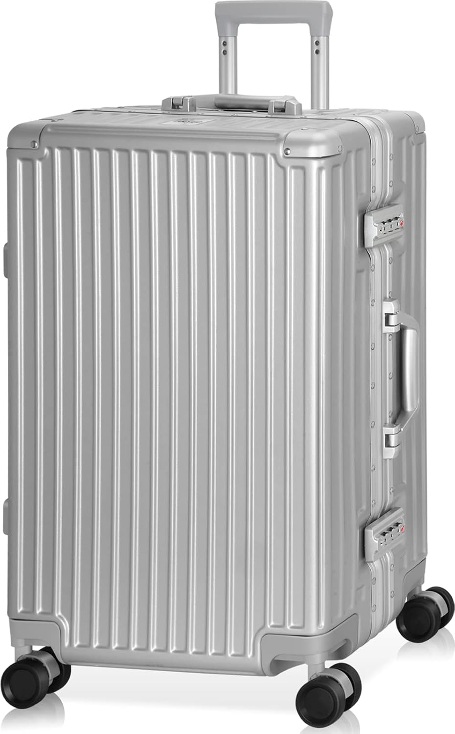 AnyZip Luggage Aluminium Frame Suitcase Hard Shell TSA Lock No Zipper 24In Silver