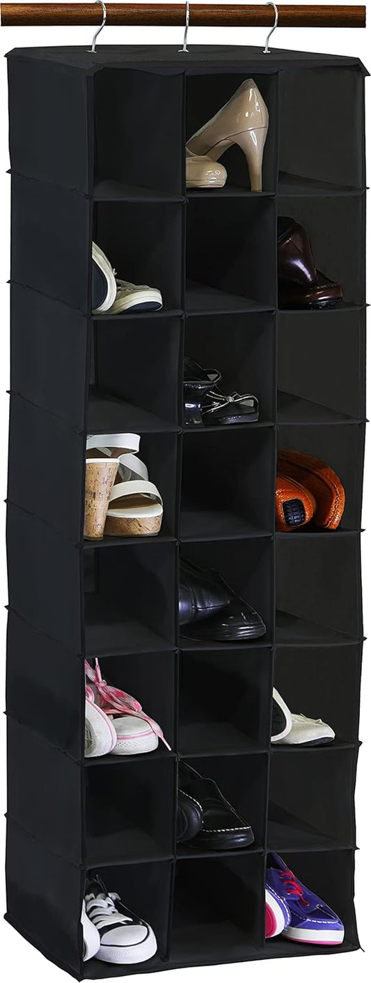 SIMPLE HOUSEWARE Hanging Closet Organizers 24 Section Shoe Shelves, Black