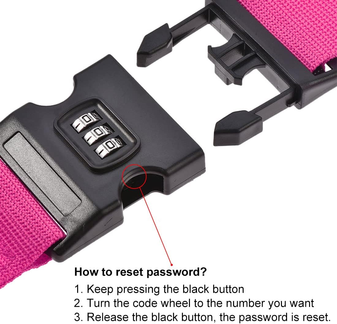 uxcell Luggage Straps Suitcase Belts with Buckle, Combination Lock, Adjustable Travel Packing Accessories