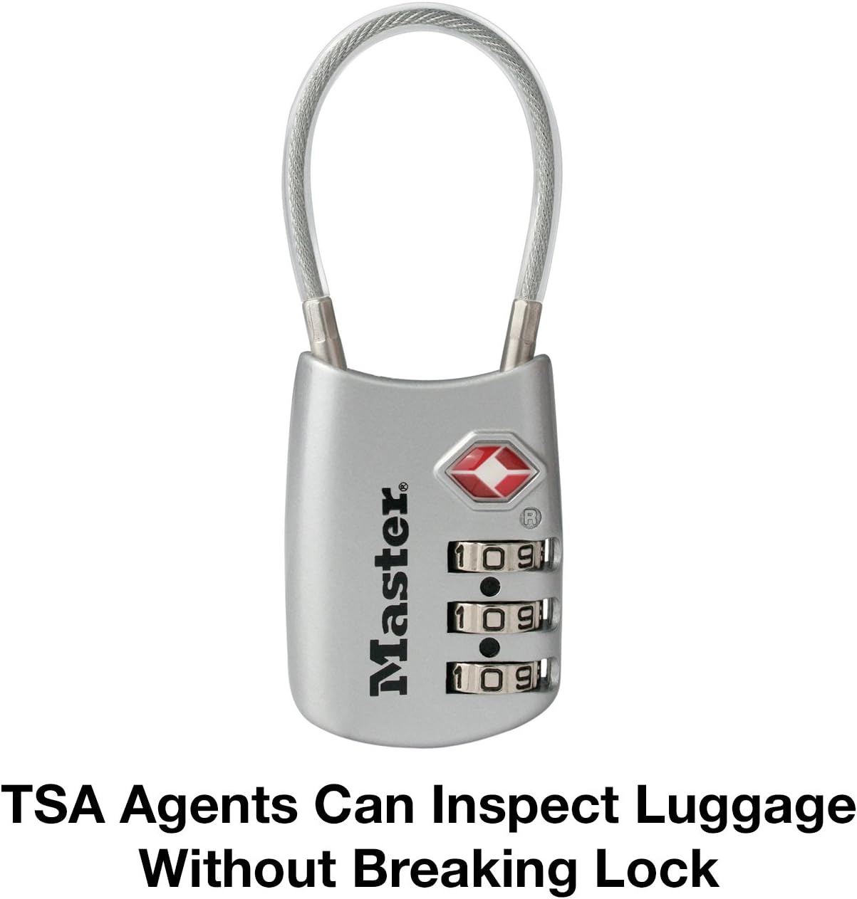 Master Lock 4688D Set Your Own Combination TSA Approved Luggage Lock, 1 Pack, Silver
