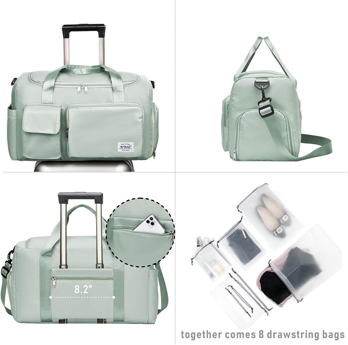 NPBAG Women Travel Duffel, Multi Functional Large Expandable Weekender Carry-on Tote, Gym Workout Overnight Bag, Mommy Hospital Bag for Labor and Delivery