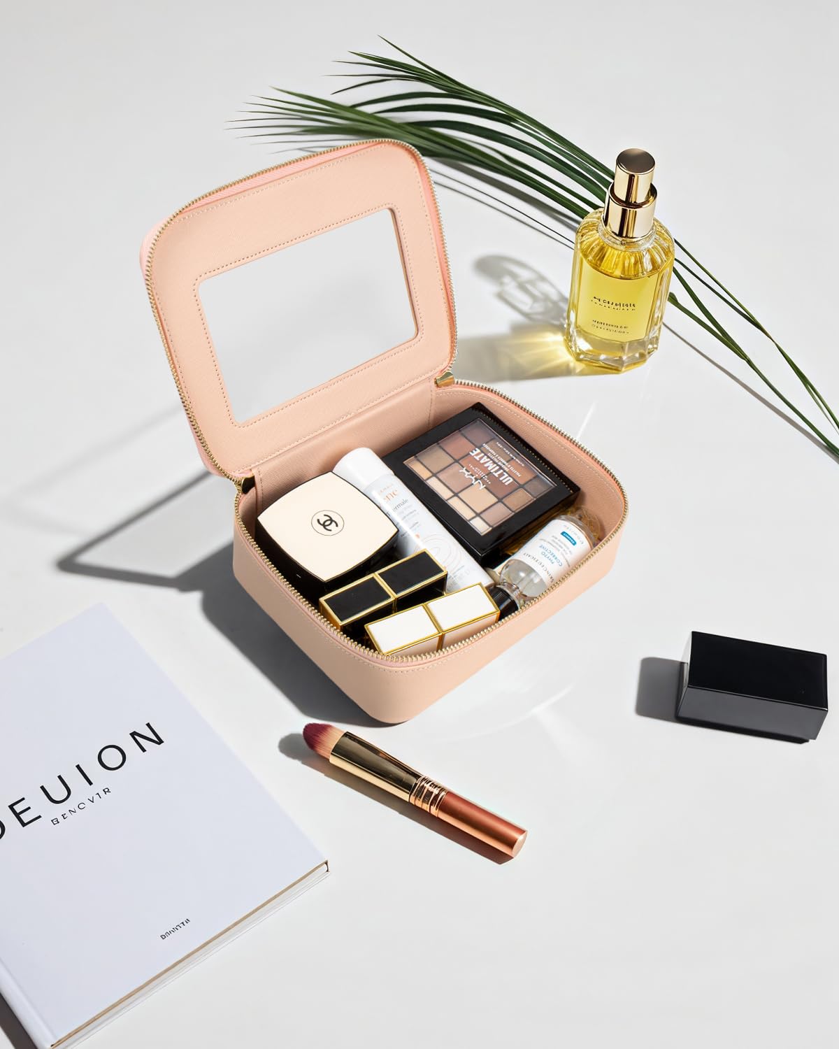 LETGO Clear Makeup Bag Travel Cosmetic Case Transparent Toiletry Bag with Zipper, Portable Make Up Organizer Traveling Compact Car Bag for Essentials (A-Nude)