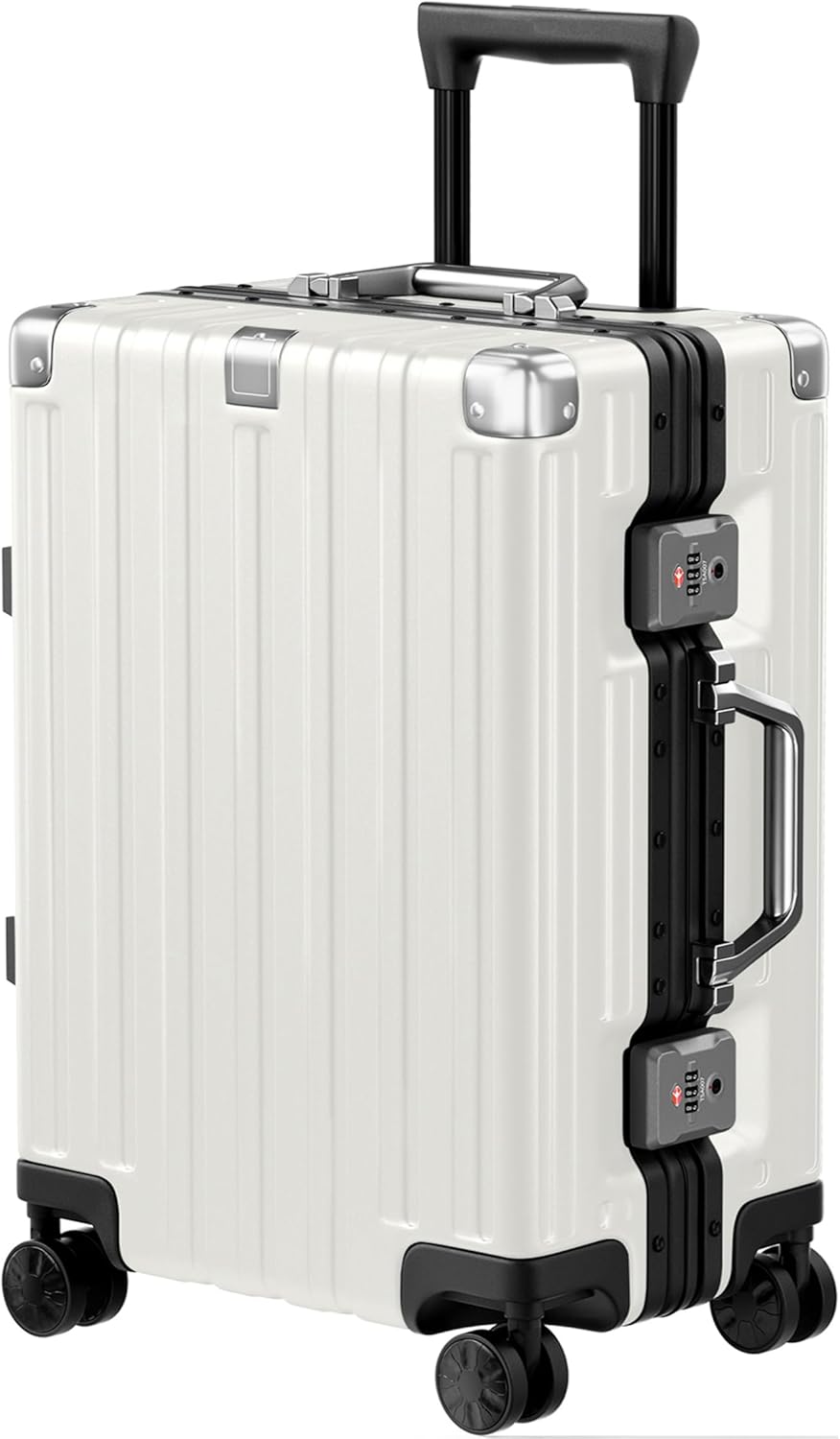 Krute Carry On Luggage Noble TSA Airline Approved Suitcase with Spinner Wheels 20 Inch White