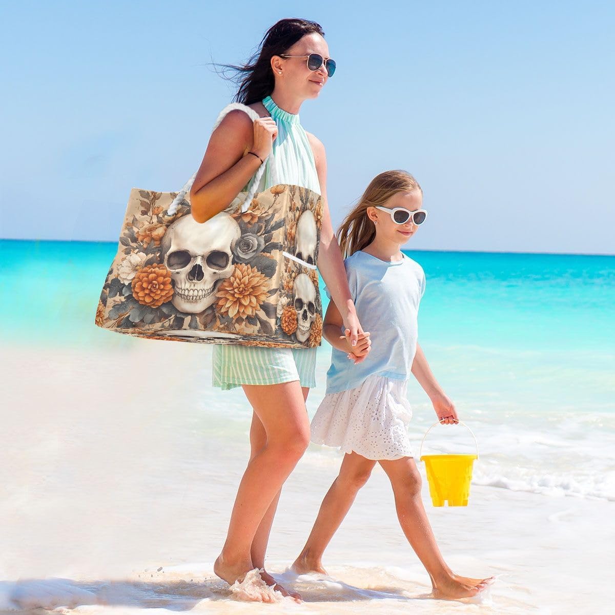 senya Large Beach Bags Totes Canvas Tote Shoulder Bag Soft Wave Water Resistant Bags for Gym Travel Daily Ocean