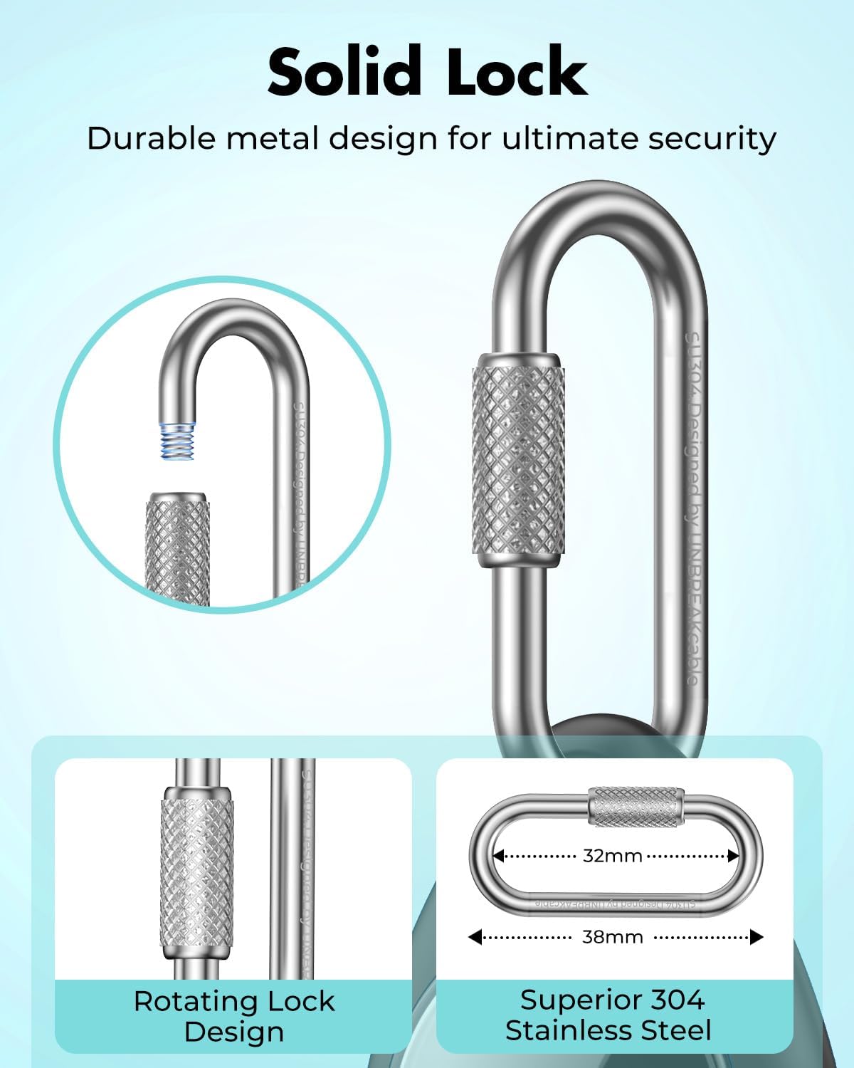 UNBREAKcable AirTag Holder for Apple - 4 Pack Air Tag Case [Professional Carabiner] [Waterproof] [Shockproof] TPU AirTag Keychain for Kids, Pets, Keys, Luggage, Backpacks