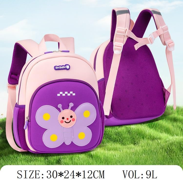 Padgene Toddler Harness Backpacks Safety Leash Kids Anti Lost Kindergarten Preschool Backpack Neoprene Lightweight Animal Schoolbag 3D Cartoon Butterfly Mini Travel Bag for Boys Girls Ages 3-5