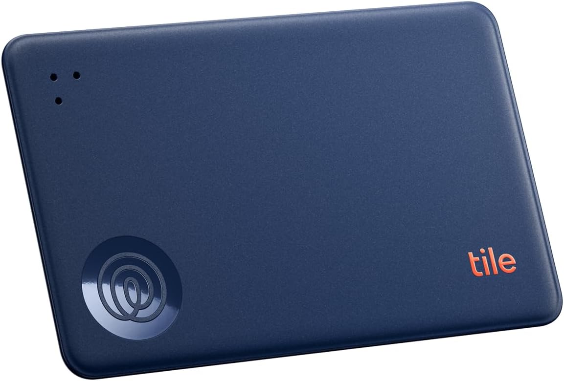 Tile by Life360 Slim - Wallet Finder, Bluetooth Tracker and Item Locator for Luggage Tags, Passports and More. Both iOS and Android Compatible. Phone Finder. 1-Pack (Navy Blaze)