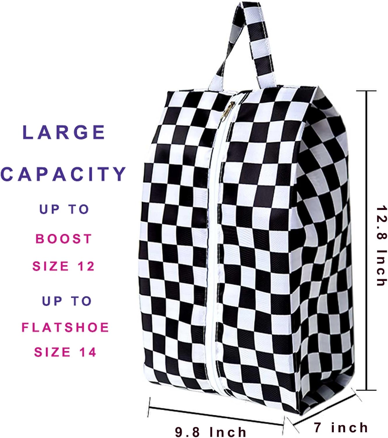 Travel Shoe Bags, Set of 12, Large Oxford Fabric Storage Bags with Zipper and Handle, Water-Resistant Pouches (Checkerboard)