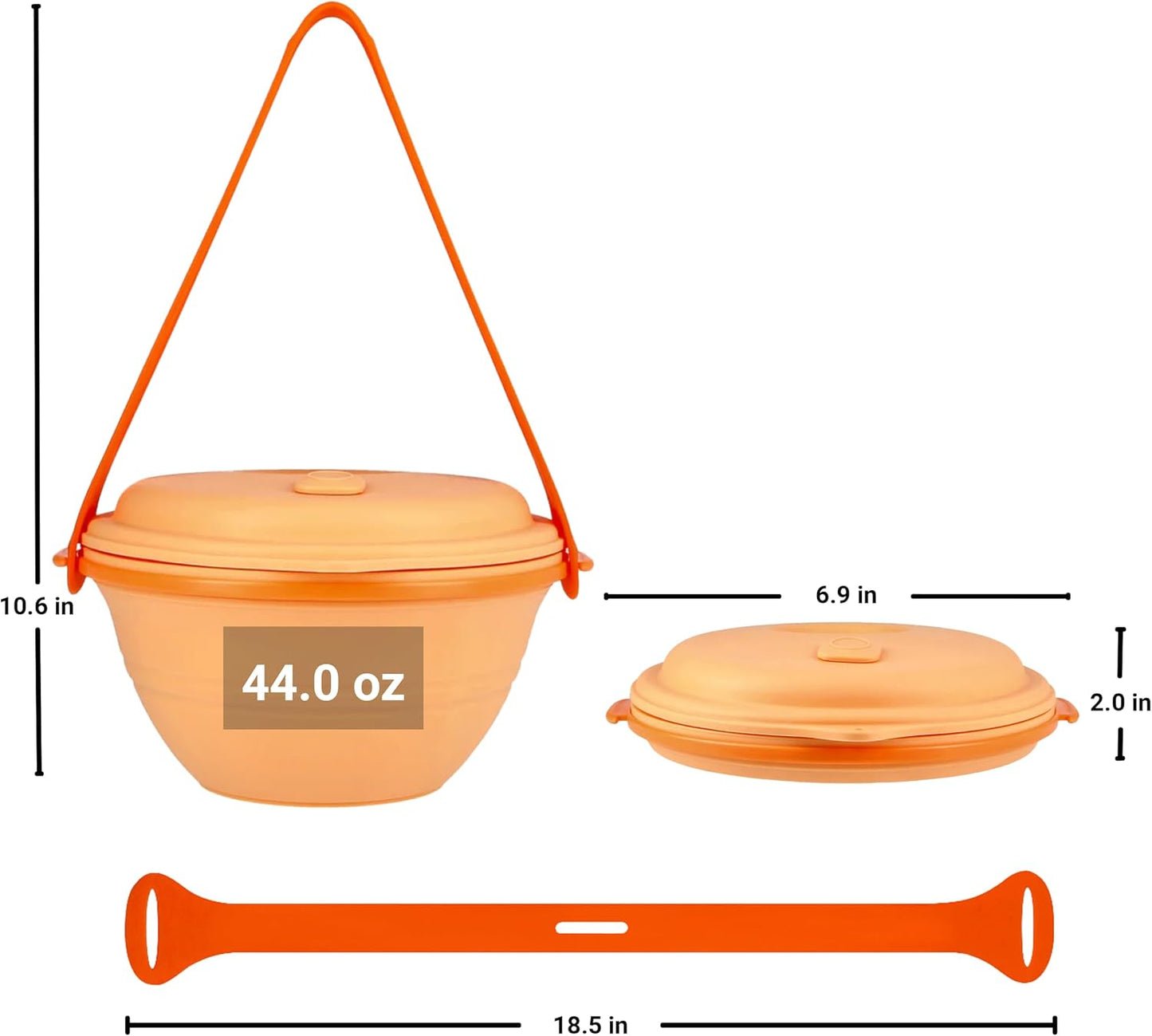 kūpaa Bowl & Carrier Duet – Microwave Safe Silicone Lunch Box For Adults– Collapsible, Leakproof, Food-Grade, Reusable To-Go Container (Sunstone)