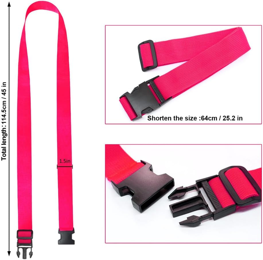 2Pack Luggage Straps for Suitcases, Travel Connector for Carry On Bag, Add Bag to Connect Two Suitcases, Adjustable Belt Attachment Accessories for Connect Your 3 Luggages, Rose