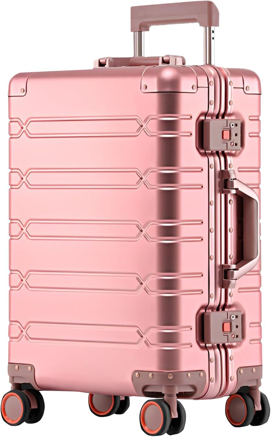 WEICHEN All Aluminum Magnesium 24 Inch Luggage with Spinner Wheels, Hard Case Aluminum Luggage Suitcase with Spinner Wheels and TSA Lock