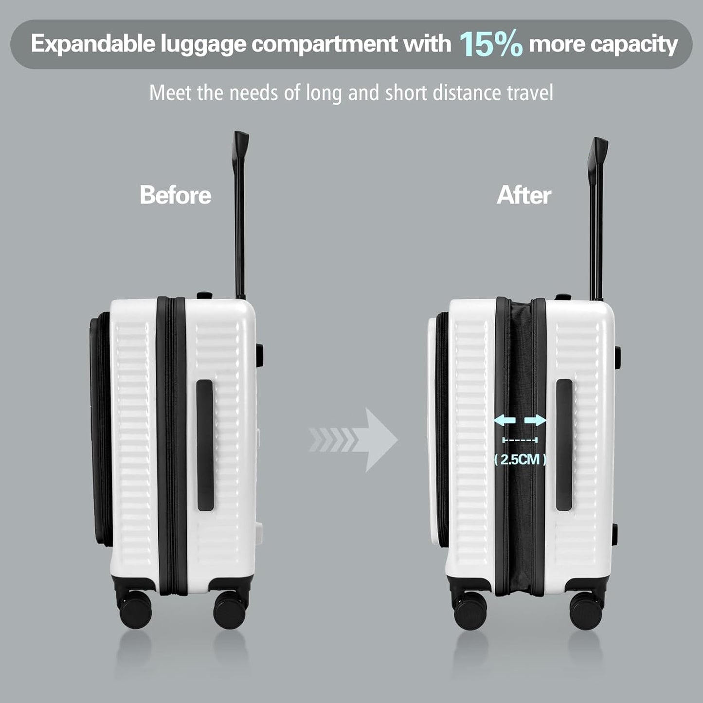 20 Inch Luggage with Spinner Wheels,Expandable Front Opening Suitcase 100% PC Hard Shell TSA Lock, Smooth Rolling Wheels, Lightweight Travel for Men and Women, Y03 Yellow Slightly Larger