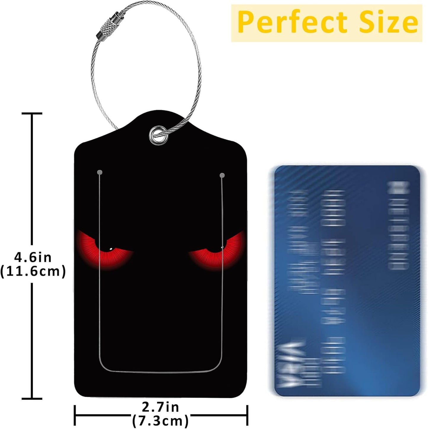 2 Pack Evil Eyes Luggage Tag for Suitcases Green Cat Eyes PU Leather Bag Travel Suitcase ID Identifier Baggage Tags for Women Men Travel