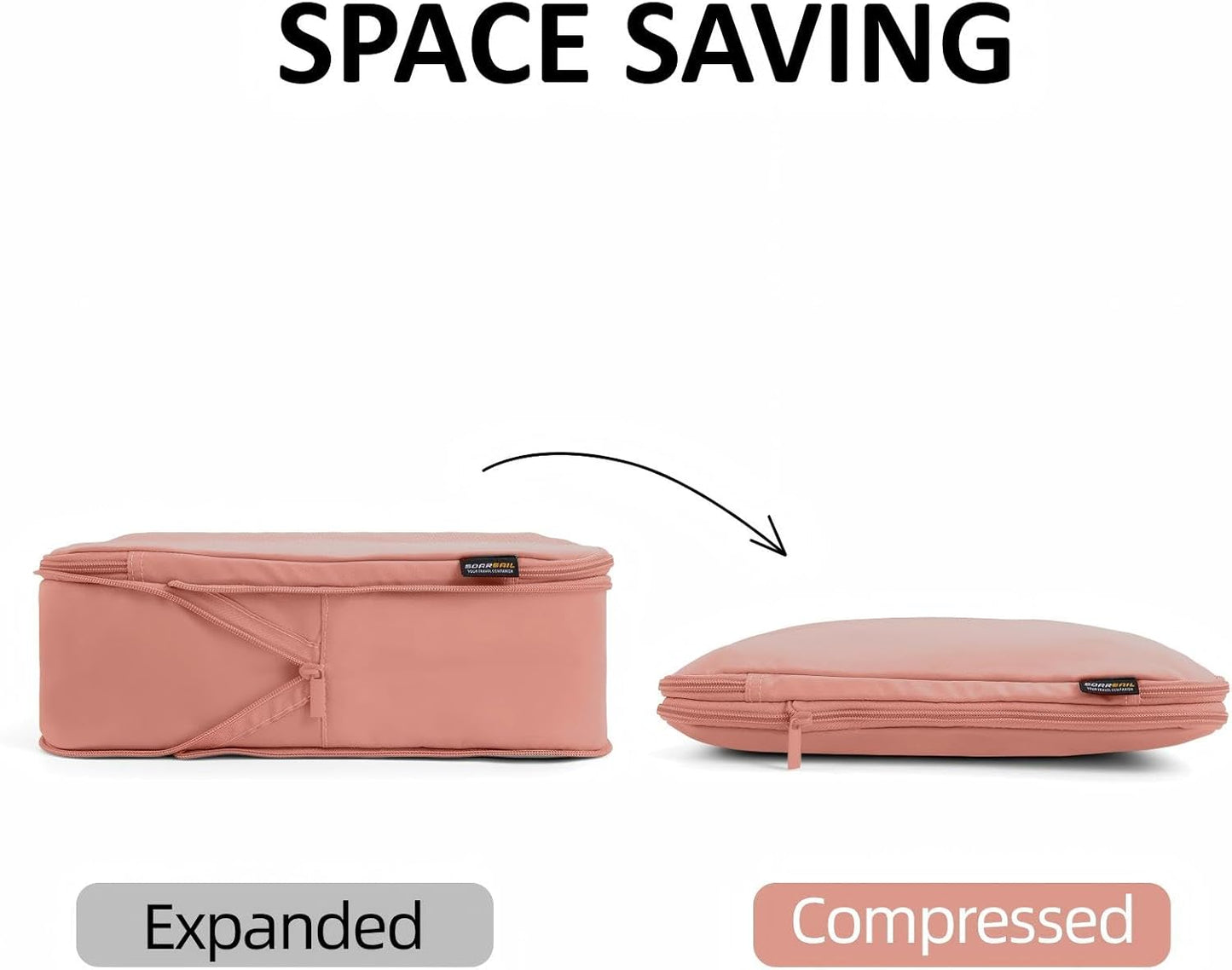 4 Piece Compression Packing Cubes for Suitcases and Backpack, Lightweight Travel Organizers (Dusty Pink)