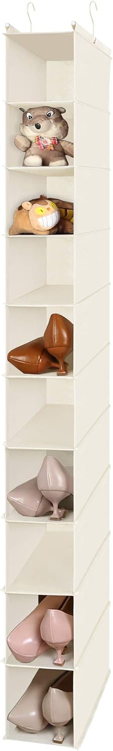 MAX Houser 10-Shelf Hanging Shoe Shelf Organizer, Hanging Shoe Storage for Closet,Pack of 2(Beige)