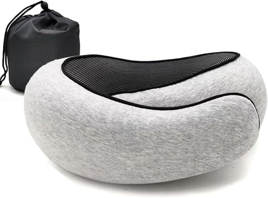 RURING Travel Pillows for Airplanes, Travel Neck Pillow Travel Pillow, Neck Pillow Airplane Memory Foam 360 Degree Support Stowable Pillows for Airplanes Offices and Cars (Light Gray)