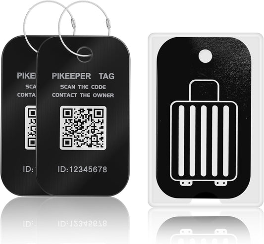 Smart Luggage Tags for Suitcase - Waterproof QR Code Labels with Location Notification When Scanned (Pack of 2), Customizable & Durable Travel ID Tags for Backpacks, Hide Personal Info