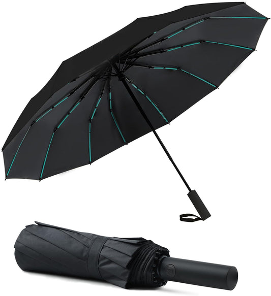 Large Double-Ribs Umbrella Automatic Folding Umbrella for Women Men, Travel, UPF 50+ UV Protection
