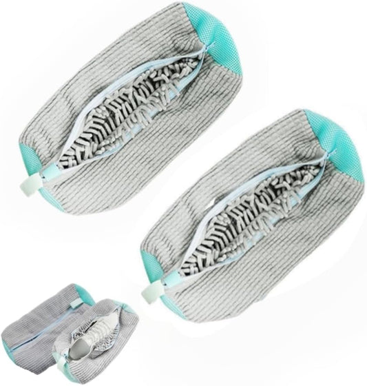 2 Pcs Shoe Washing Machine Bag Reusable Laundry Shoe Bag for Washer and Dryer Durable Shoe Bags for Traveling Tennis Sneaker Shoe Washing Bag ，Grey 2PCS