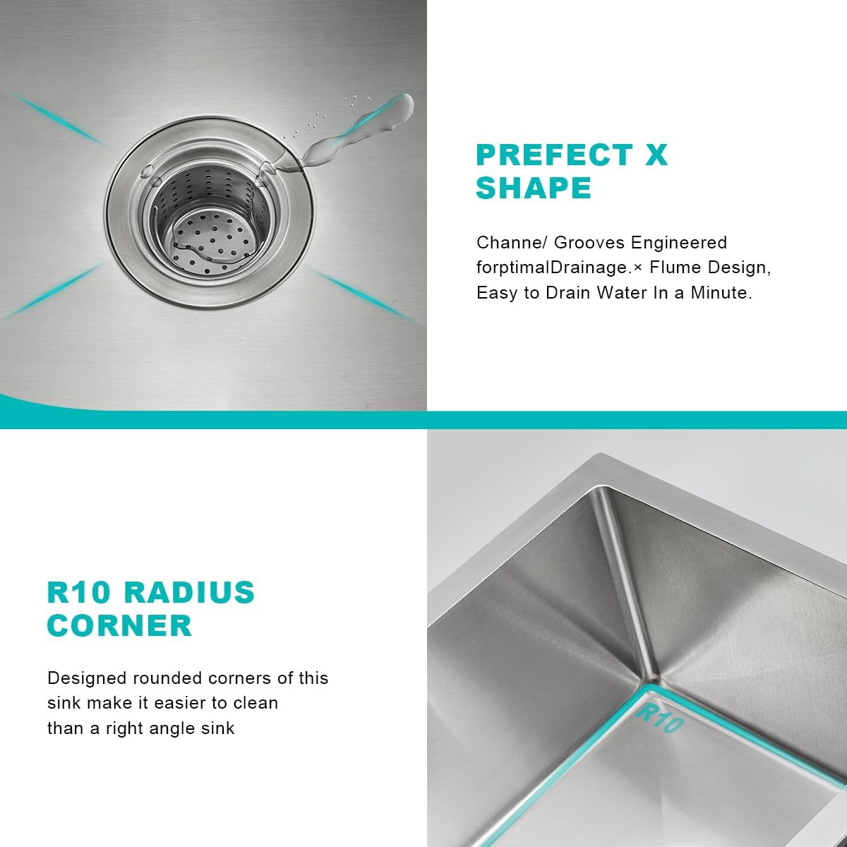 18 Inch Undermount Kitchen Sink Brushed, 18 Gauge T-304 Stainless Steel Handmade Single Bowl Kitchen Bar/Prep Sink Undermount, 18"x18"x9"