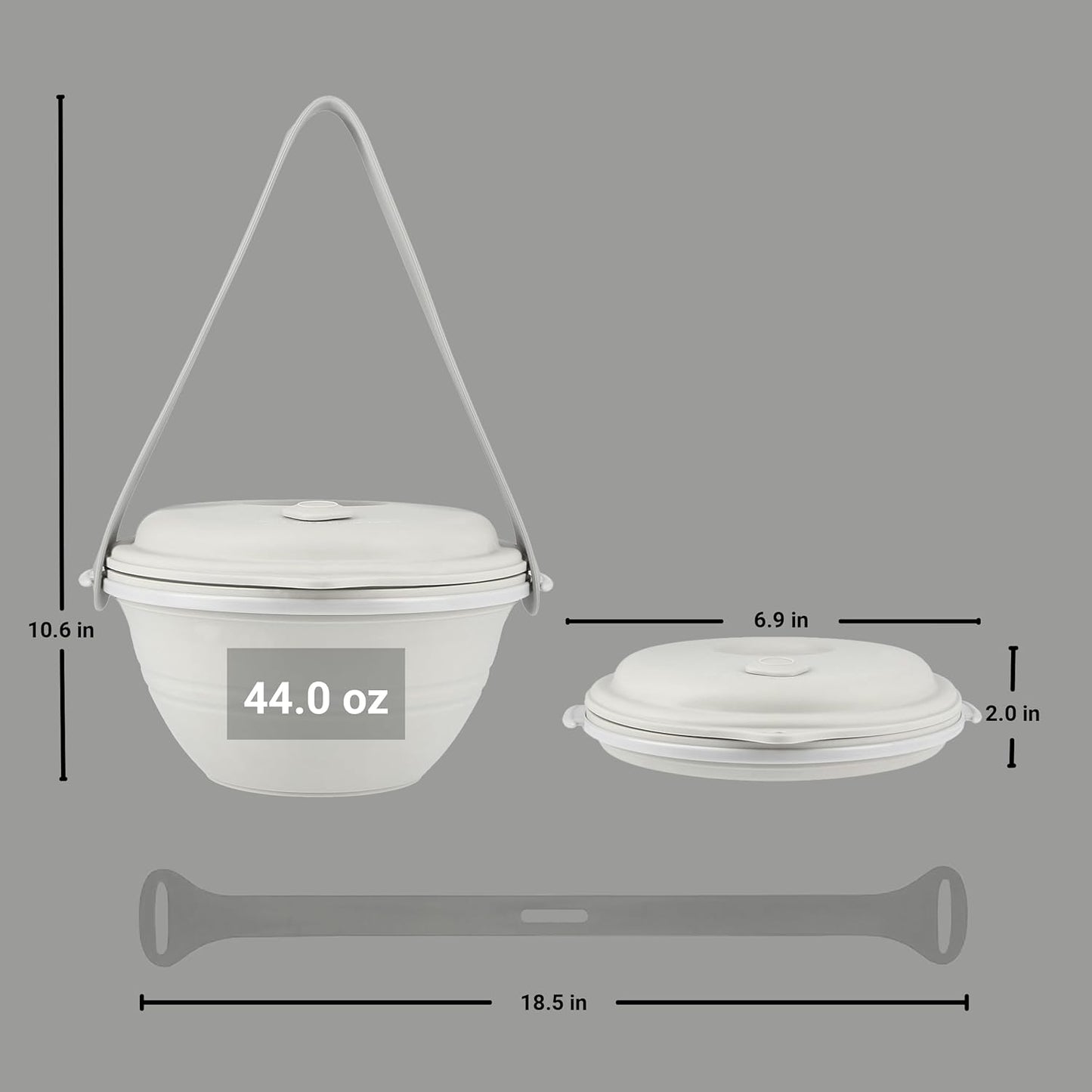 kūpaa Bowl & Carrier Duet – Microwave Safe Silicone Lunch Box For Adults– Collapsible, Leakproof, Food-Grade, Reusable To-Go Container (Shell)