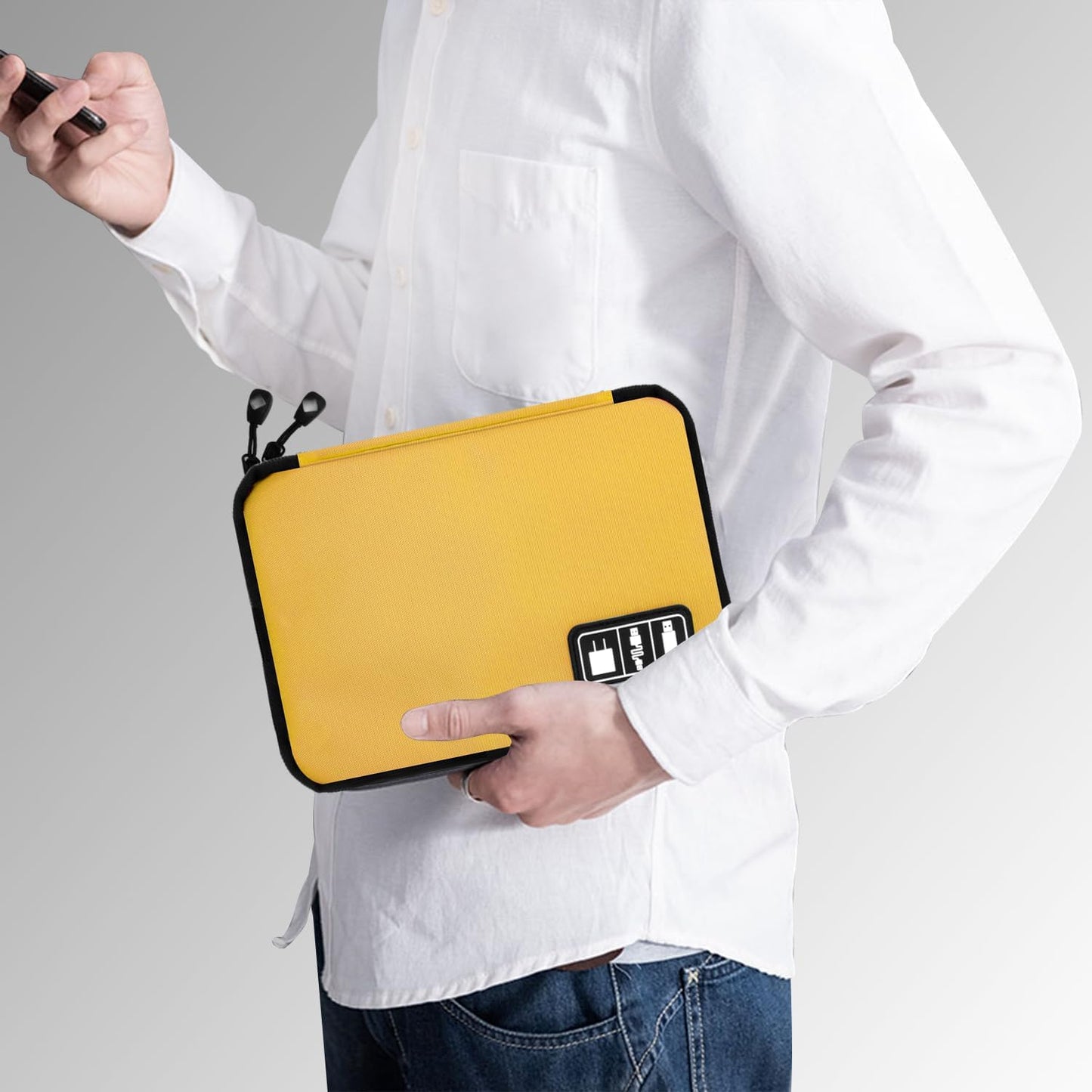 Electronics Travel Organizer,Portable Waterproof Electronic Travel Storage Bag for Small Charging Cord Storage,Charger,SD Card etc,for Travel,Business-Yellow Green