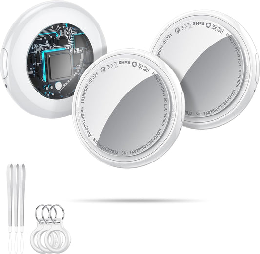 2025 New [Apple MFi Certified] (iOS Only) Air Tracker Tags-3 Pack, Bluetooth Tracker for Apple Find My, Replaceable Battery, Key Finder and Item Locator Smart Tag for Keys, Bags, Luggage, Pets, White