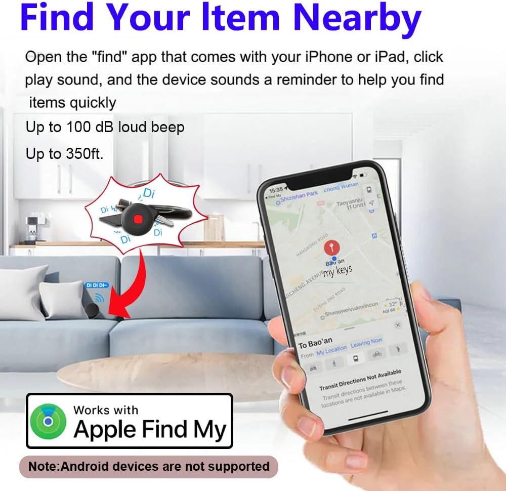 Air Tracker Tags-4Pack,IP68 Waterproof Smart Tag Tracker,Bluetooth Luggage Tracker Works with Apple Find My APP (iOS Only),Key Finder and Item Locator for Luggage,Backpack,Wallet and Pet