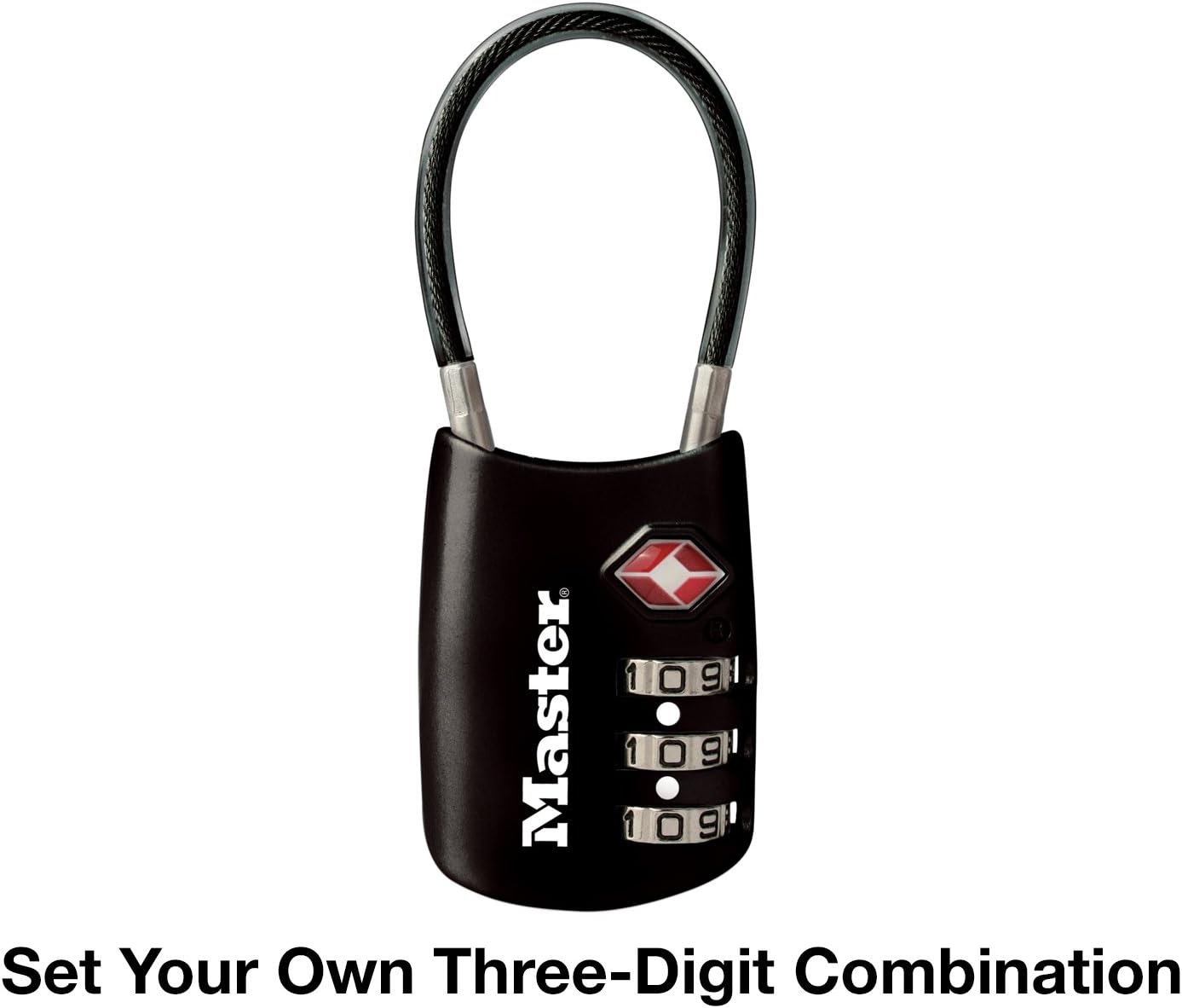 Master Lock 4688D Accepted Set Your Own Combination TSA Approved Luggage Lock, 1 Pack, Black