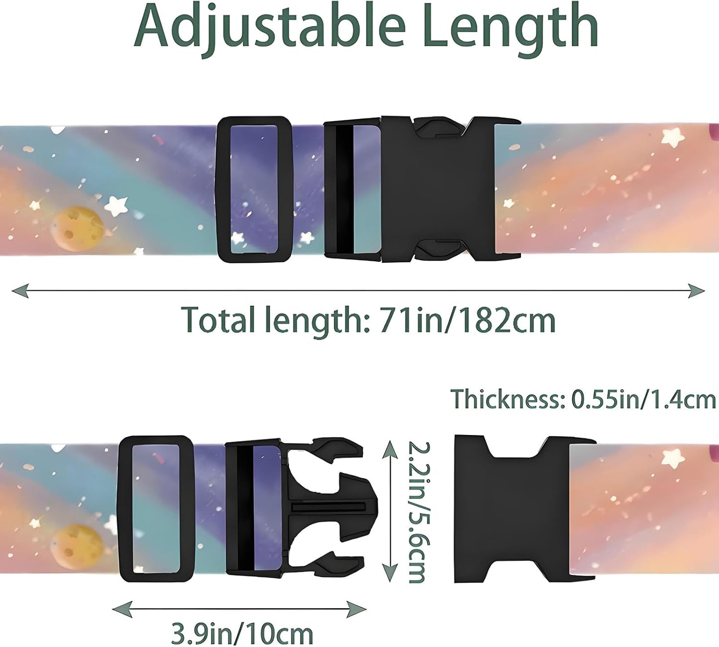 Milky Way Galaxy Luggage Straps for Suitcases, Adjustable Luggage Travel Belt to Keep Luggage Security While Travel, Strong Polyester Fabric, Easy-to-Recognize Stylish Design Travel Essentials, 2 Pack