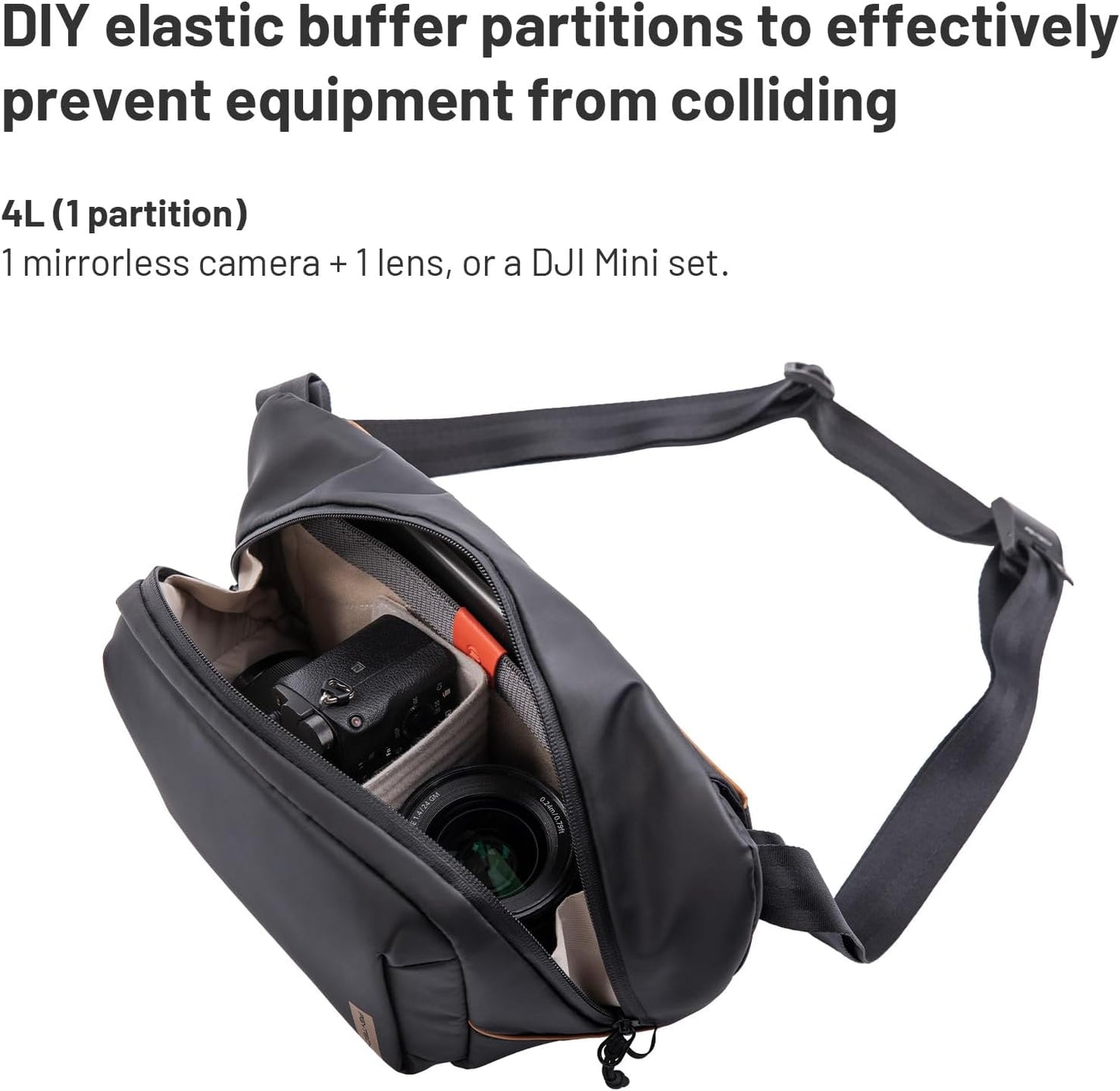 PGYTECH OneGo Solo V2 Camera Sling Bag, 4L Camera Chest Bag Crossbody Fanny Pack for Urban Travel Photographers, Small Camera Bag for Sony/Canon/Nikon/Mirrorless/Fuji Cameras
