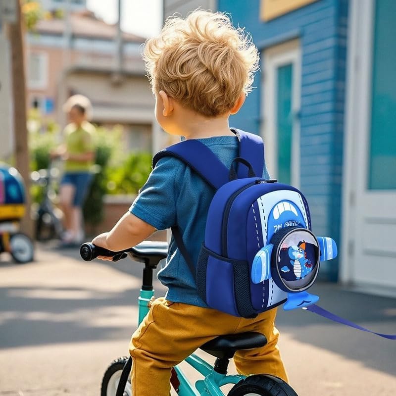 Padgene Toddler Harness Backpacks Safety Leash Kids Anti Lost Kindergarten Preschool Backpack Neoprene Lightweight Animal Schoolbag 3D Cartoon Dinasour Mini Travel Bag for Boys Girls