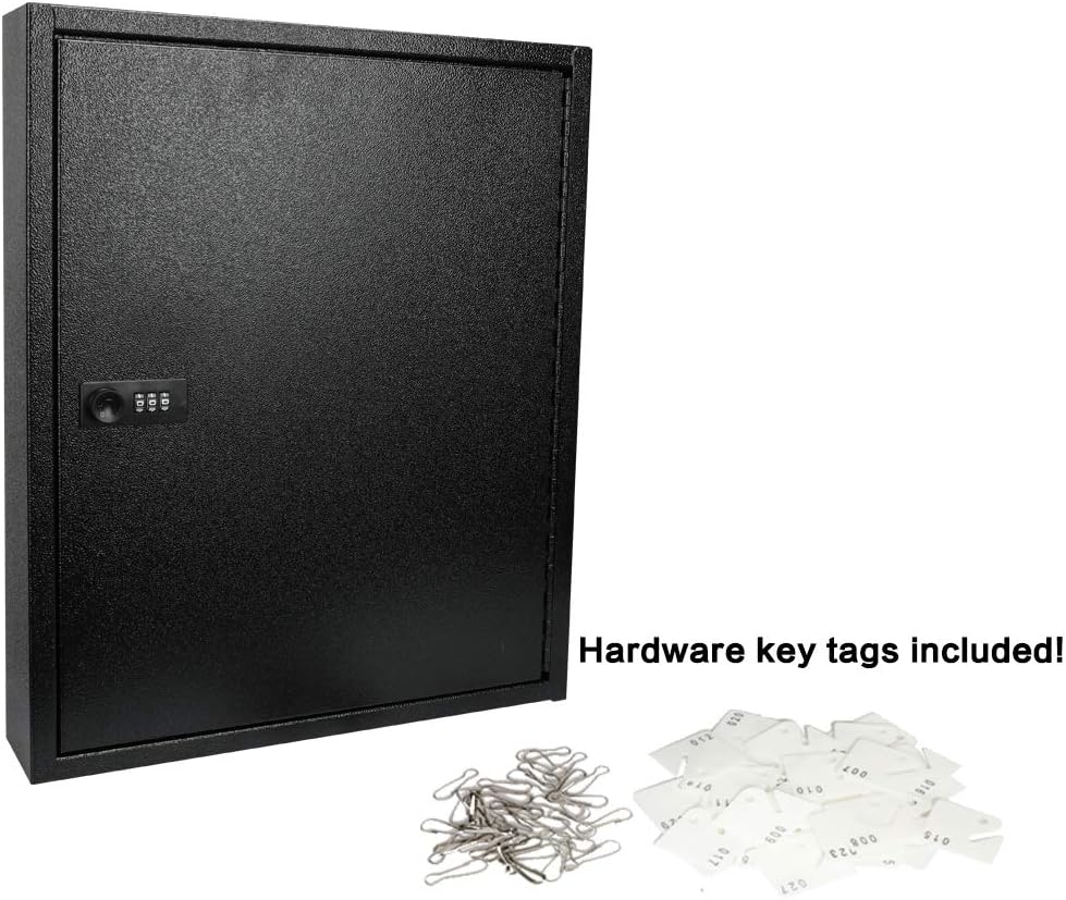 KYODOLED 100Keys Key Cabinet Organizer, Key Lock Box Wall Mount with Code, Large Keys Storage Combination Lock Box,17"x 12.99" x 3.26" (Black,100 Key)