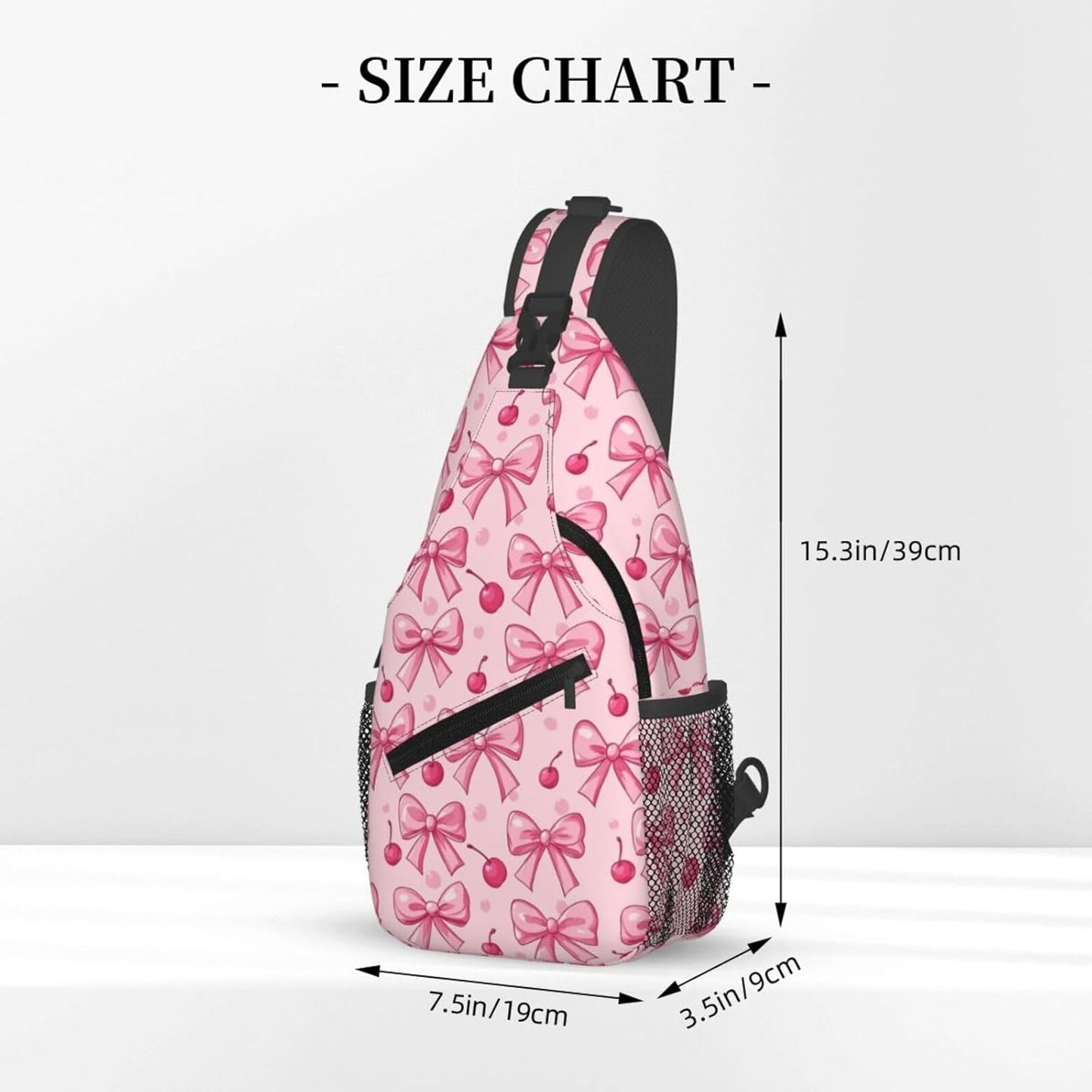 SUPLUCHOM Sling Bag Pink Bows Cherry Hiking Daypack Crossbody Shoulder Backpack Travel Chest Pack for Men Women