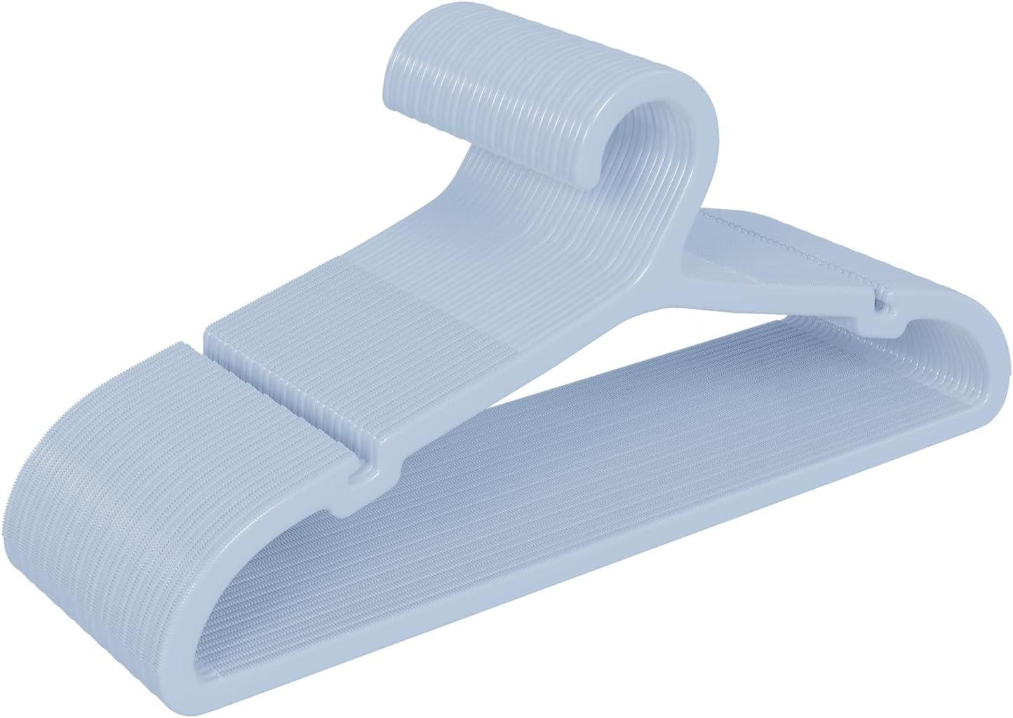 30 Pack Clothes Hangers, Non Slip Plastic Coat Hangers, Space Saving, Heavy Duty, Hanging Dry Wet Clothes, 16.4" x 8.3", Light Blue UAPY0530L