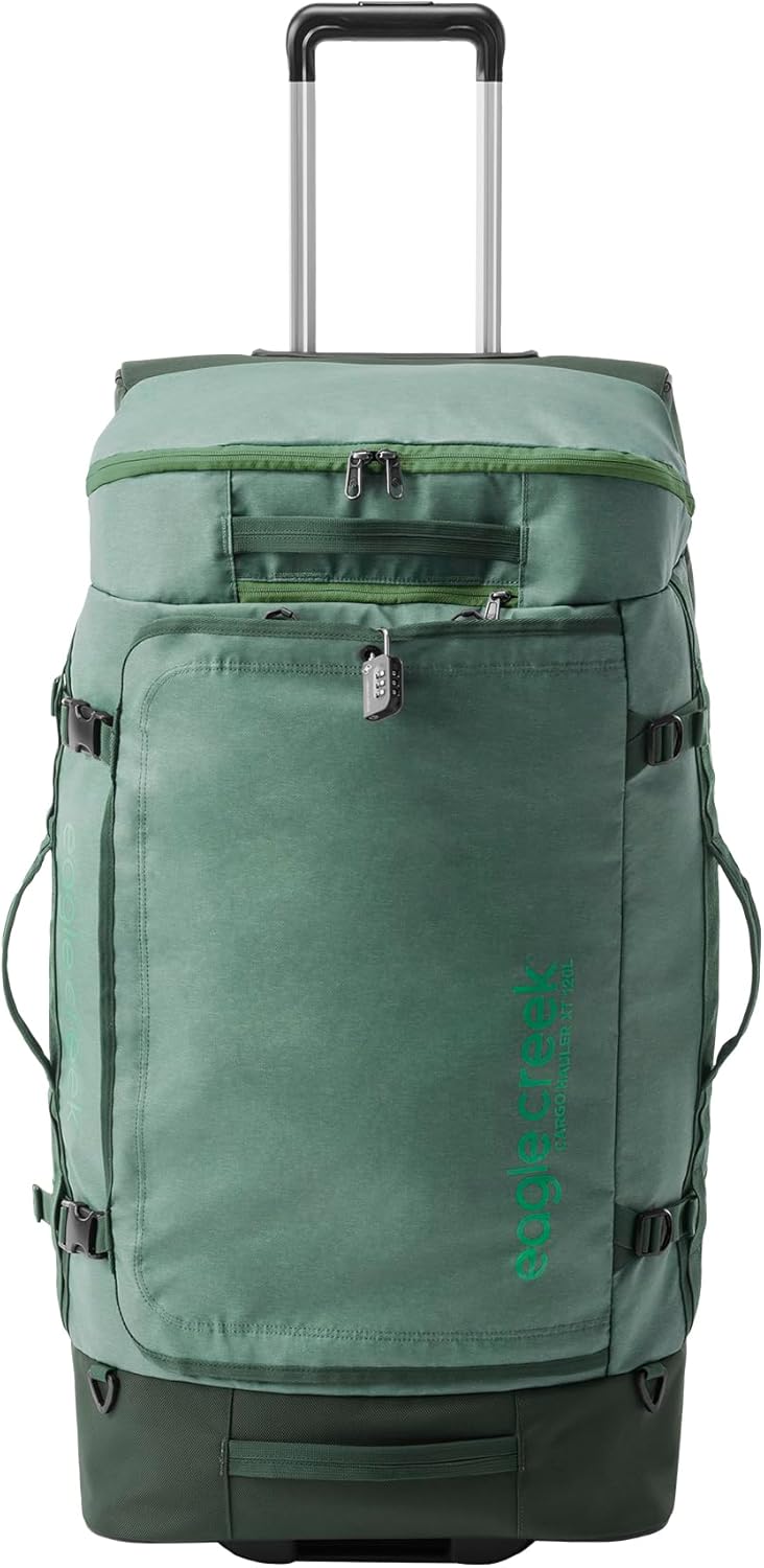 Eagle Creek Cargo Hauler XT Wheeled Duffel - Wheeled Backpack Duffel - Deployable Backpack Straps - Lockable U-Lid & Easy Access Compartment - 32" - Duck Green