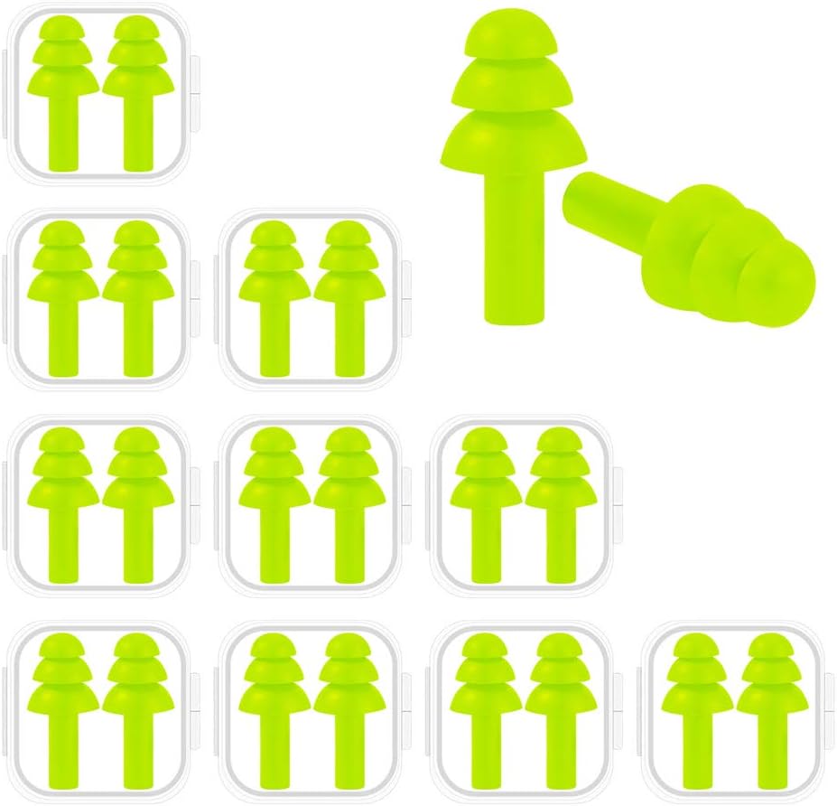 10 Pairs Noise Cancelling Ear Plugs, Premium Soft Silicone, Reusable, Waterproof, Hypoallergenic, Noise Reduction Earplugs for Swimming, Airplanes, Concerts, Shooting, Travelling, Sleeping & Snoring